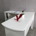 Ver imagem 7 de Escrivaninha em L para escritório e home office com cantos arredondados e 2 Prateleiras 135cm Branca