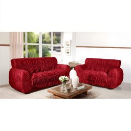 Capa para Sofa Avulsa 3 Lugares 21 Elásticos Luxo Vermelha - 2