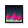 Quadro Decorativo Montanhas Geométricas Magenta - 50x50cm (Moldura em laca preta) - Arte Maníacos - 1