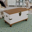 Ver imagem 1 de Baú para Quarto Infantil com Tampo e Base em Madeira Maciça Joy Branco/Off White/Nogueira