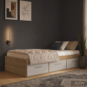 Ver imagem 1 de Cama de Solteiro com 3 Gavetas Genebra Mel Arenas