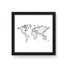Quadro Decorativo Mapa Mundi Traça Nanquin - 50x50cm (Moldura caixa em laca preta) - Arte Maníacos - 1