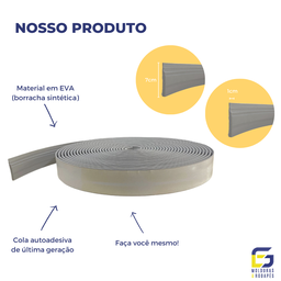 Rodapé Eva Autocolante Flexível Ocean 7cmx1cm 5 Metros - Cinza - 3