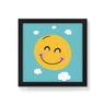 Quadro Decorativo Sol Sorriso Fundo Azul - 30x30cm (Moldura em laca preta) - Arte Maníacos - 1