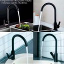 Ver imagem 7 de Torneira Preta Gourmet Pia Bica Grande Giratória 360° Agua Quente e Fria Misturador Aço Bancada Mesa