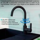 Ver imagem 6 de Torneira Preta Gourmet Pia Bica Grande Giratória 360° Agua Quente e Fria Misturador Aço Bancada Mesa