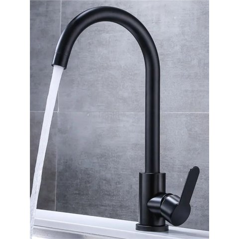 Torneira Preta Gourmet Pia Bica Grande Giratória 360° Agua Quente e Fria Misturador Aço Bancada Mesa