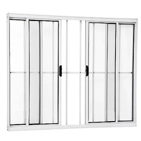 Vitro 4 Folhas Alumínio Branco 100cm x 150cm com Grade