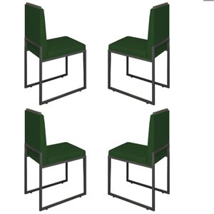 Conjunto Quatro Cadeiras Sala Jantar Barcelona Base Preta:verde