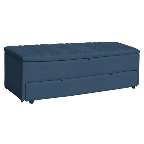 Calçadeira Baú Sapateira 190cm Ayla Suede Tampo Reto