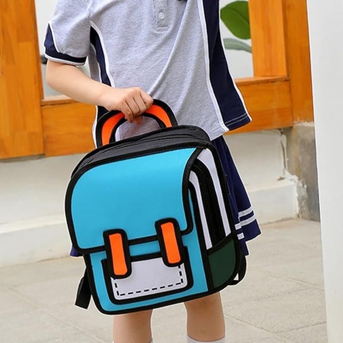 Mochila Infantil Escolar Kawaii Bolsa Escolar 2d de Ombro Desenho Animado em Quadrinhos:azulpq - 3