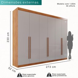 Guarda Roupa Casal 100% Mdf 6 Portas 6 Gavetas Itália - Mais Móveis Cinamomo/offwhite - 3