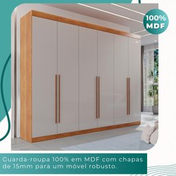 Guarda Roupa Casal 100% Mdf 6 Portas 6 Gavetas Itália - Mais Móveis Cinamomo/offwhite - 5