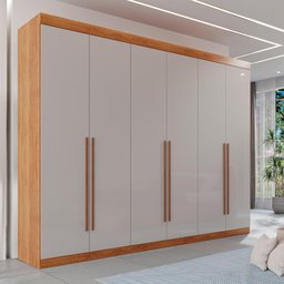 Guarda Roupa Casal 100% Mdf 6 Portas 6 Gavetas Itália - Mais Móveis Cinamomo/offwhite - 2