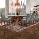 Ver imagem 1 de Mesa de Jantar 8 Lugares Genova com Vidro Chocolate/Off White/Cinza - Cel Móveis