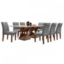 Ver imagem 2 de Mesa de Jantar 8 Lugares Genova com Vidro Chocolate/Off White/Cinza - Cel Móveis