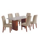 Ver imagem 1 de Conjunto de Mesa Sala de Jantar Ripada Tampo com Vidro Santiago 1,80m 6 Cadeiras Grécia Dobuê
