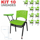 Ver imagem 2 de Cadeira Universitária Plástica Verde Porta Livros Plástico 10 Unidades Prancheta Plástica - Ultra
