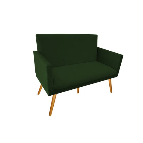 Namoradeira Nina Decorativa Suede Verde 2 Lugares Pés Madeira Mz Decor
