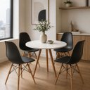 Ver imagem 2 de Conjunto Mesa de Jantar Redonda 70cm 4 Cadeiras Charles Eames Eiffel - Preto