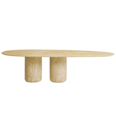 Mesa de Jantar Oásis Orgânica Cilíndrica Carvalho 244x137 Cm