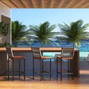 Ver imagem 2 de Banqueta Bahamas Alta Madeira Peroba com Encosto de Corda Náutica Cinza