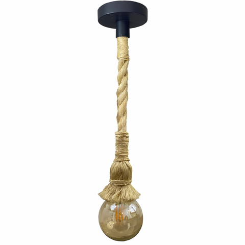 Pendente Corda Sisal Rústico 1,20m Soquete Porcelana Luminária Reflezzo