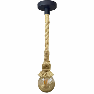 Pendente Corda Sisal Rústico 1,20M Soquete Porcelana Luminária Reflezzo