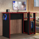 Ver imagem 1 de Mesa Gamer Escrivaninha Hero com Suporte para Cpu e Fone Preto/vermelho - Peternella