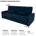 Ver imagem 4 de Sofa Cama 2 Lugares 200cm Pillar Veludo E403 Azul Milani Store