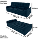 Ver imagem 3 de Sofa Cama 2 Lugares 200cm Pillar Veludo E403 Azul Milani Store