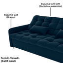 Ver mais imagens de Sofa Cama 2 Lugares 200cm Pillar Veludo E403 Azul Milani Store
