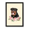 Quadro Decorativo Rottweiler Flores - 23x16,25cm (Moldura caixa em laca preta) - Arte Maníacos - 1