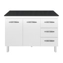 Ver imagem 1 de Kit Balcão Cozinha Gabinete Bianca 118 Cm Branco com Tampo Tampão 120 Cm Aurora Preto