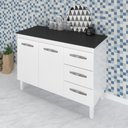 Ver imagem 2 de Kit Balcão Cozinha Gabinete Bianca 118 Cm Branco com Tampo Tampão 120 Cm Aurora Preto