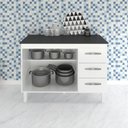 Ver imagem 3 de Kit Balcão Cozinha Gabinete Bianca 118 Cm Branco com Tampo Tampão 120 Cm Aurora Preto
