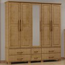 Ver imagem 2 de Guarda Roupa 5p 6g Espelho Madeira Maciça 208 Cm 2253 Freijo Milani Store