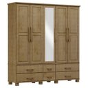 Ver imagem 1 de Guarda Roupa 5p 6g Espelho Madeira Maciça 208 Cm 2253 Freijo Milani Store