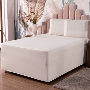 Jogo de Lençol Luva Casal Conjugada Veste Colchão e Box Malha 3 Peças:palha