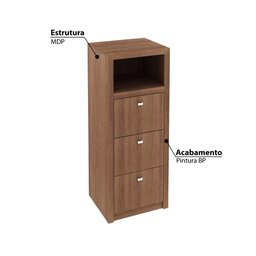 Armário Multiuso com 3 Gavetas e 1 Nicho - Amêndoa - 2