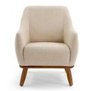 Ver imagem 4 de Kit 2 Poltronas Decorativas Em Linho Bege Base De Madeira Berenice - Larbelle