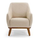 Ver imagem 3 de Kit 2 Poltronas Decorativas Em Linho Bege Base De Madeira Berenice - Larbelle