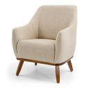 Ver imagem 2 de Kit 2 Poltronas Decorativas Em Linho Bege Base De Madeira Berenice - Larbelle