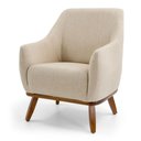 Ver imagem 3 de Kit 2 Poltronas Decorativas Em Linho Bege Base De Madeira Berenice - Larbelle