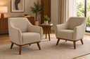 Ver imagem 1 de Kit 2 Poltronas Decorativas Em Linho Bege Base De Madeira Berenice - Larbelle