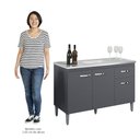 Ver imagem 6 de Balcão Gabinete com Pia Inox 120cm 3 Portas e 1 Gaveta Gabriela Cinza - AJL Móveis
