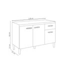Ver imagem 5 de Balcão Gabinete com Pia Inox 120cm 3 Portas e 1 Gaveta Gabriela Cinza - AJL Móveis