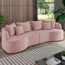 Ver imagem 2 de Sofá 4 Lugares Orgânico Sala de Estar Living 270cm Ekos K01 Veludo Rosê - Lyam Decor