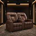 Ver imagem 1 de Poltrona Reclinável para Sala de Cinema 2 Lugares Sora PU Marrom FH1 - D'Rossi