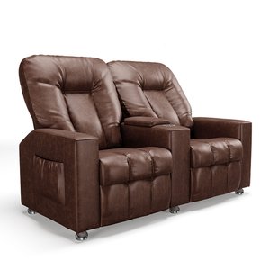 Poltrona Reclinável para Cinema 2 Lugares Sora Pu Marrom Fh1 - D'rossi